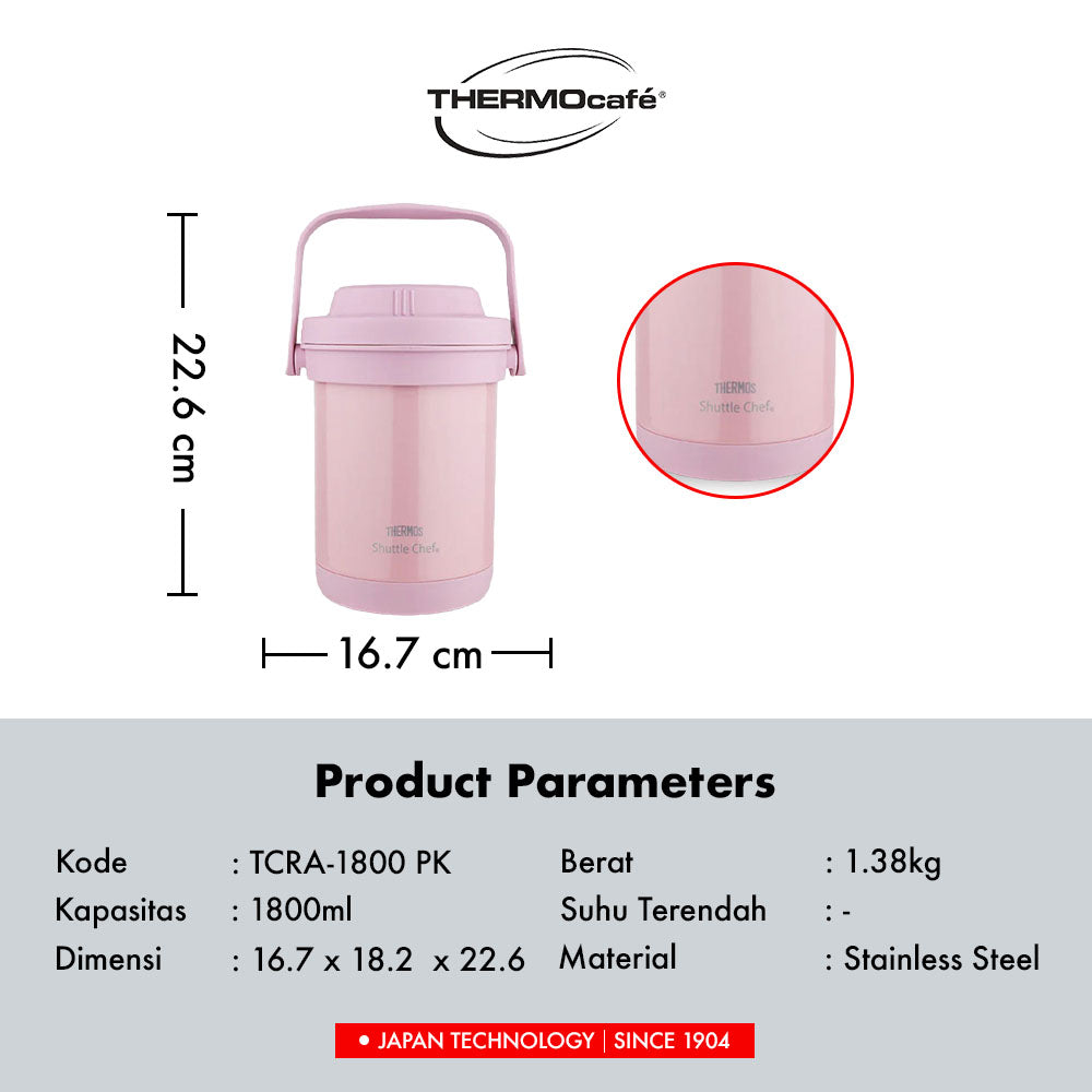 Thermos Vacuum Insulated Shuttle Chef Cooker Pink - 1800 ml TCRA-1800 PK)