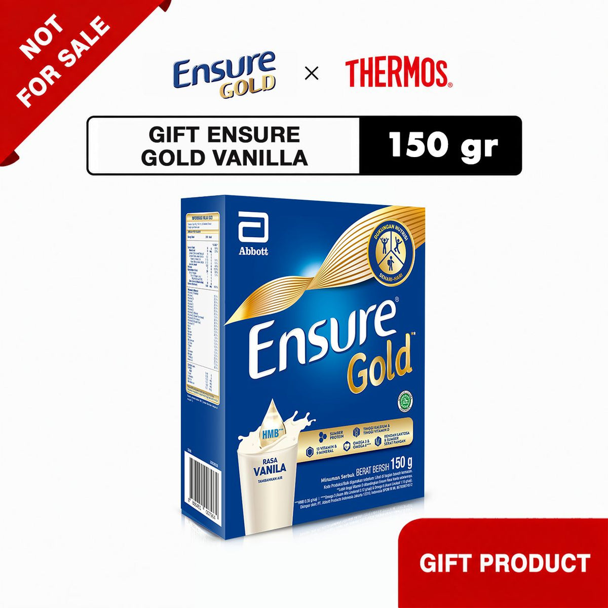 Gimmick - Ensure Gold HMB Vanila 150 g - Nutrisi Dewasa Rendah Laktosa
