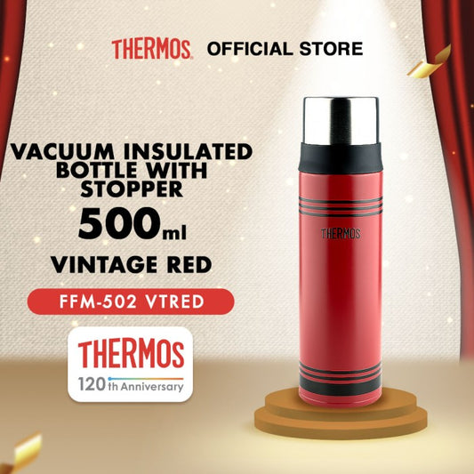 Vacuum Insulated Bottle with Stopper 500ml - Vintage Red