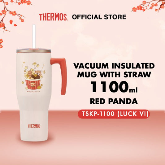 Thermos - Vacuum Insulated Mug with Straw 1100ml Red Panda