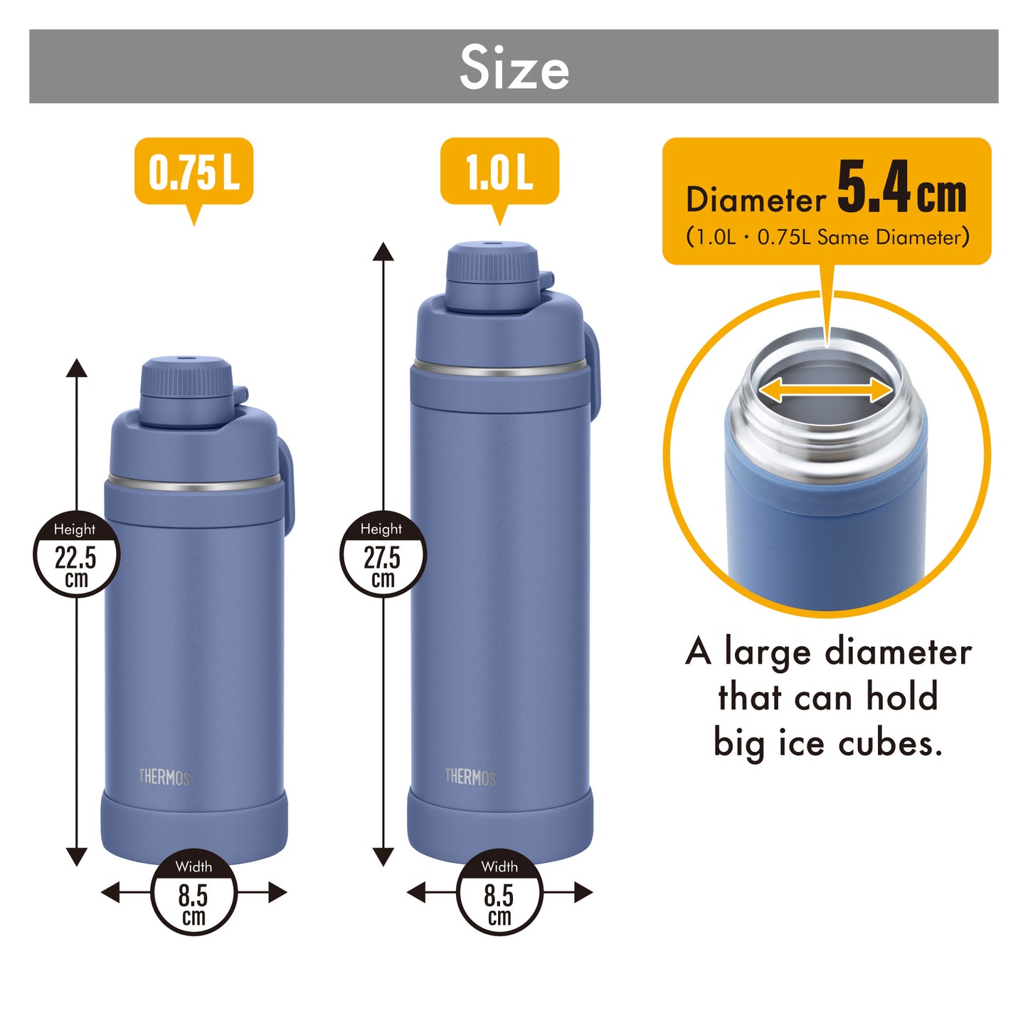 Thermos Vacuum Insulated Sports Bottle 750ml - 1000ml