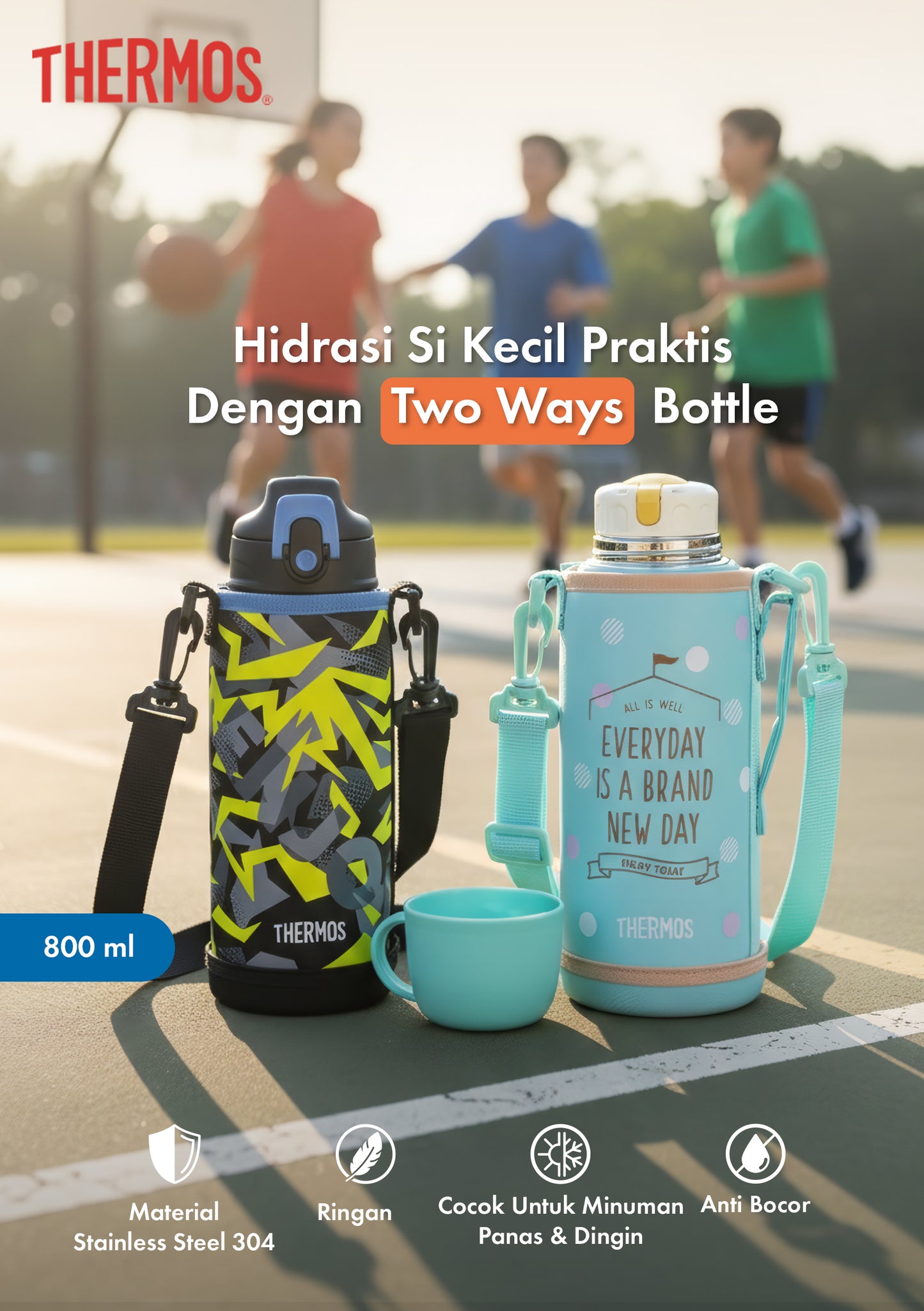 Thermos Vacumm Insulated 2 Way Kids Bottle 800ml