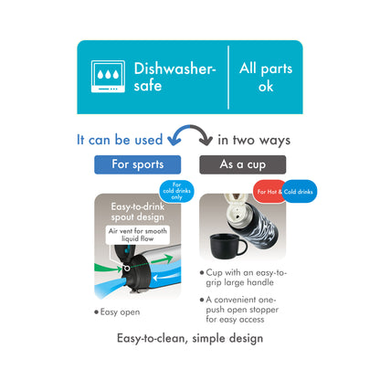 Thermos Vacumm Insulated 2 Way Kids Bottle 800ml