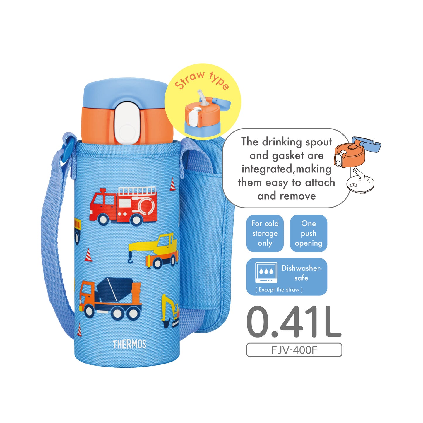 Thermos Vacuum Insulated Straw Bottle for Baby 400ml