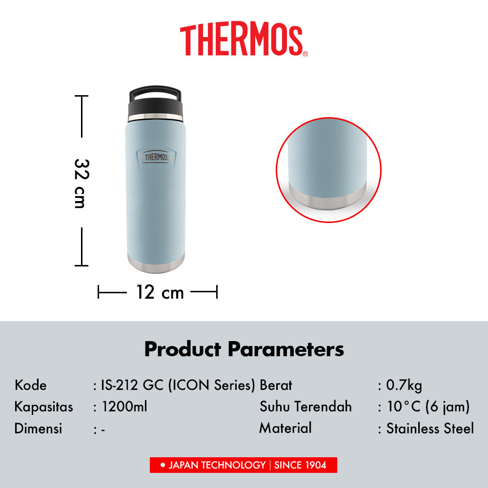 Thermos Vacuum Insulated Twist Top Tumbler with Handle 1200ml