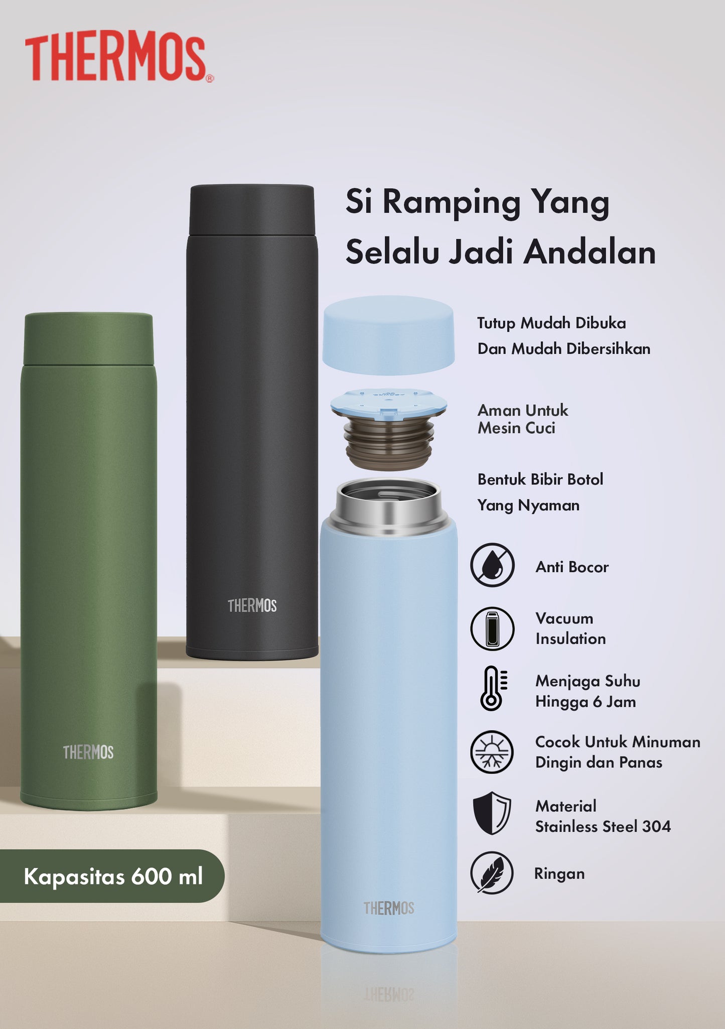 Thermos Vacuum Insulated Portable Tumbler 600 ml