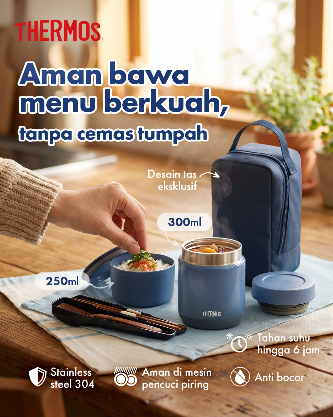 [HOT PRODUCT] Thermos Vacuum Insulated Soup Lunch Set 550ml