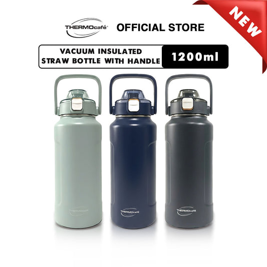 Thermocafe Vacuum Insulated Straw Bottle With Handle 1200ml