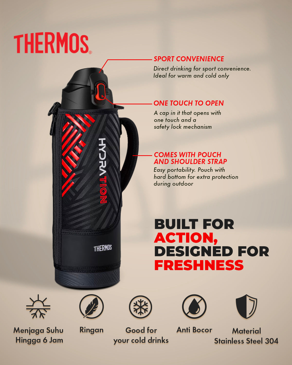 Thermos Vacuum Insulated Sports Bottle (1000ml-1500ml)
