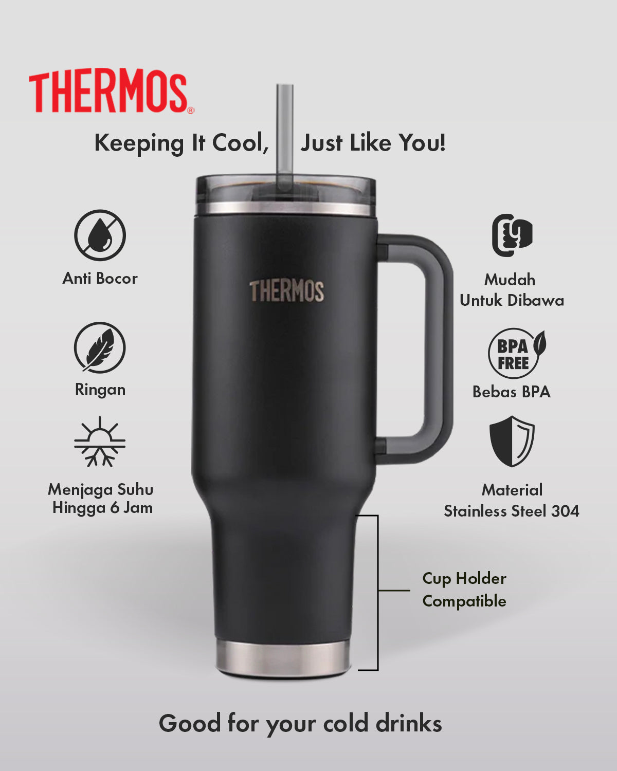 Thermos Vacuum Insulated Mug With Straw