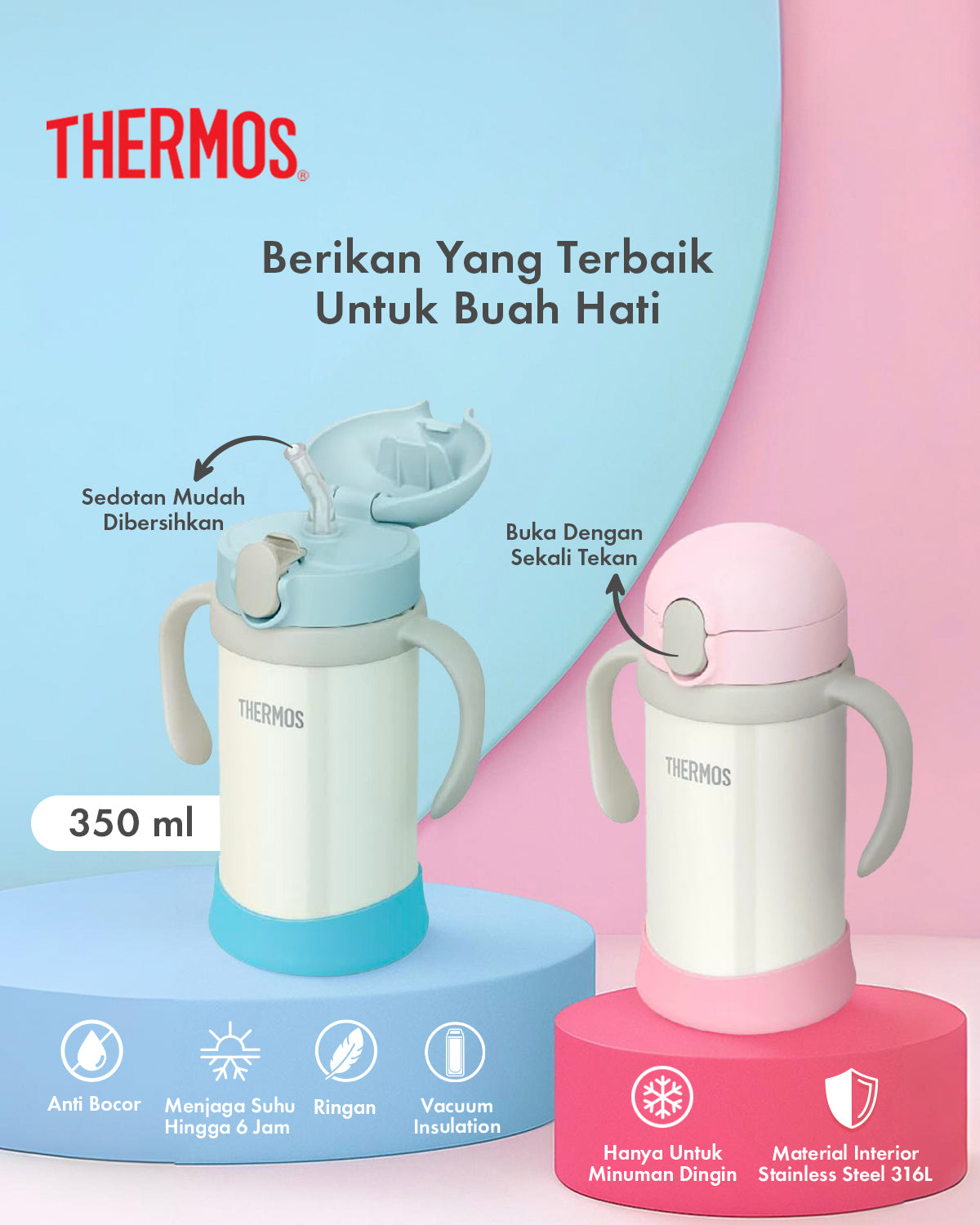 Thermos Vacuum Insulated Straw Bottle for Baby 350ml