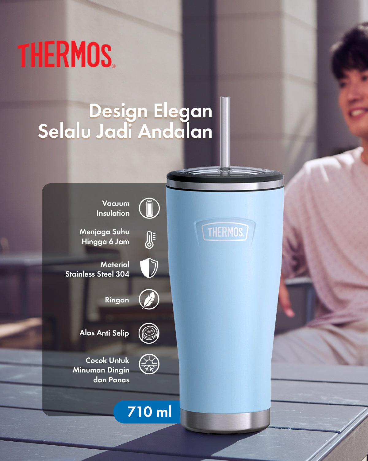 Vacuum Insulated On The Go Straw Tumbler 710ml