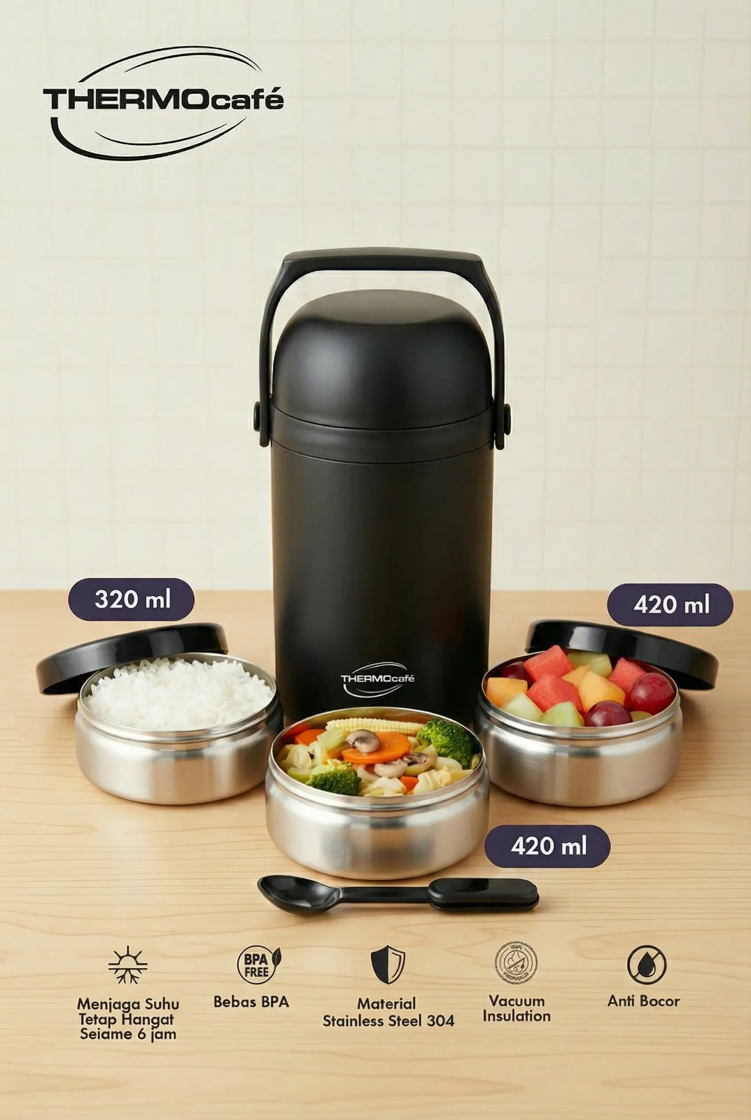 Thermocafe Vacuum Insulated Soup Lunch Set 1100ml
